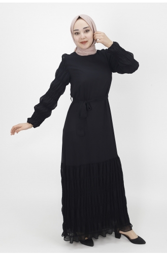 Schwarz Hijab Kleider 3041-02