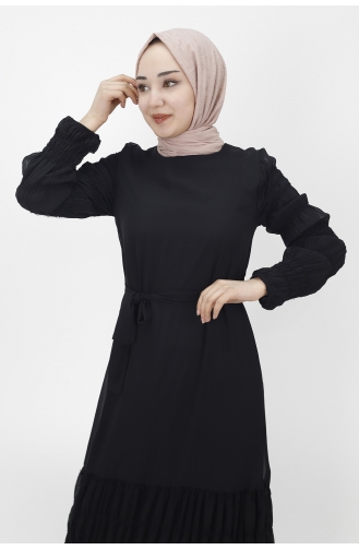 Schwarz Hijab Kleider 3041-02