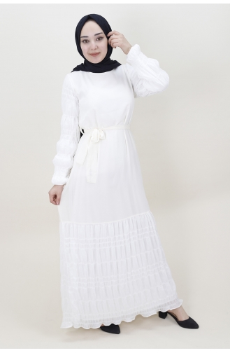 Weiß Hijab Kleider 3041-03