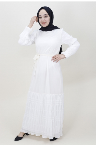 Weiß Hijab Kleider 3041-03