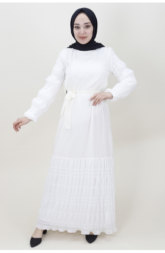 Weiß Hijab Kleider 3041-03