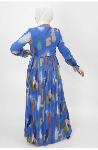 Saks-Blau Hijab Kleider 3056-03