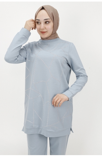 Taş Şerit Detayli İkili Takim 70047-03 Mavi