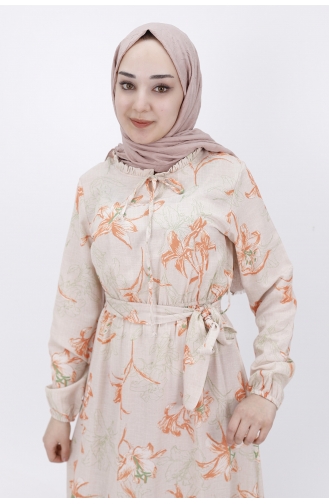 Orange Hijab Dress 3029-03