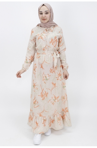 Orange Hijab Dress 3029-03