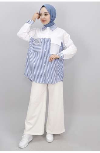 Blue Overhemdblouse 23151-02