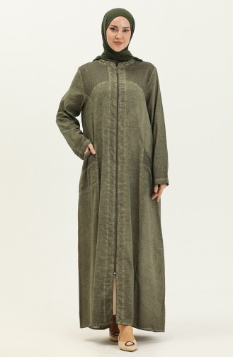 Şile Fabric Authentic Abaya 7575-04 Khaki 7575-04