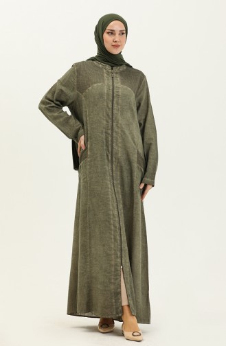 Şile Fabric Authentic Abaya 7575-04 Khaki 7575-04