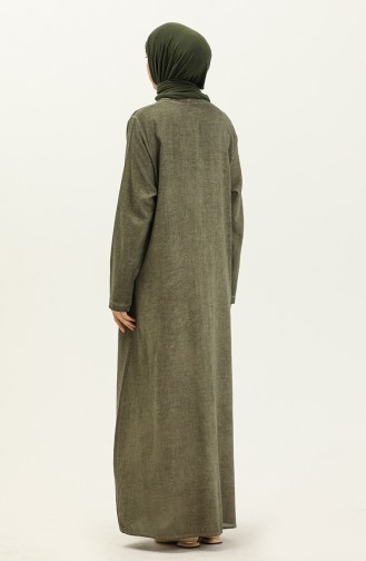 Şile Fabric Authentic Abaya 7575-04 Khaki 7575-04