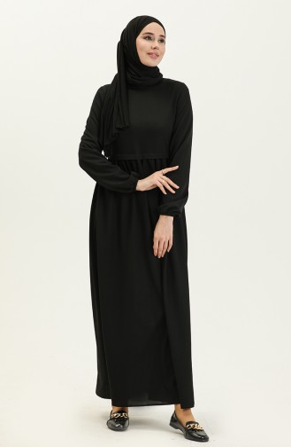 فستان مطاط الخصر 1080-01 أسود 1080-01
