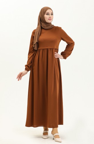 Kleid mit gefältelte Taille 1080-06 Tabak 1080-06