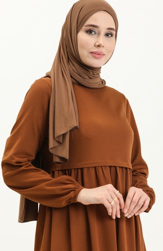 Kleid mit gefältelte Taille 1080-06 Tabak 1080-06