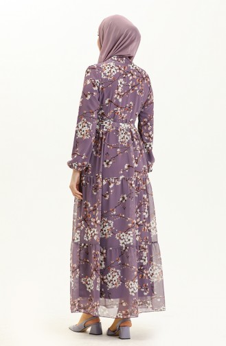 Floral Print Chiffon Dress 81823-03 Lilac 81823-03