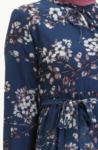Floral gemustertes Chiffonkleid 81823-06 Indigo 81823-06