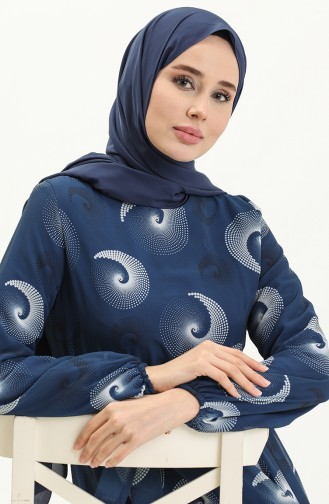 Navy Blue İslamitische Jurk 81835-02