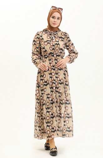 Gemustertes Chiffonkleid 24Y8859-01 Braun 24Y8859-01
