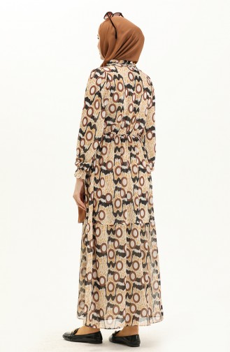 Gemustertes Chiffonkleid 24Y8859-01 Braun 24Y8859-01