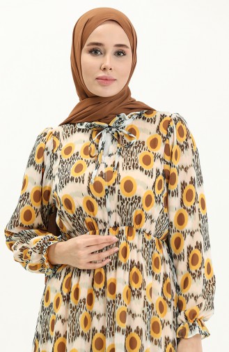 Printed Chiffon Dress 24Y8859-02 Mustard 24Y8859-02