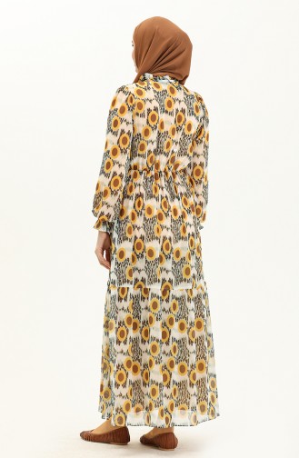 Printed Chiffon Dress 24Y8859-02 Mustard 24Y8859-02