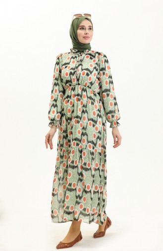 Gemustertes Chiffonkleid 24Y8859-03 Grün 24Y8859-03