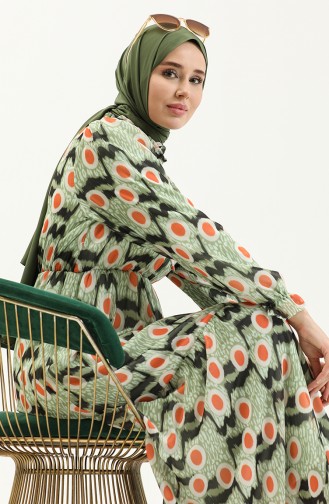 Gemustertes Chiffonkleid 24Y8859-03 Grün 24Y8859-03