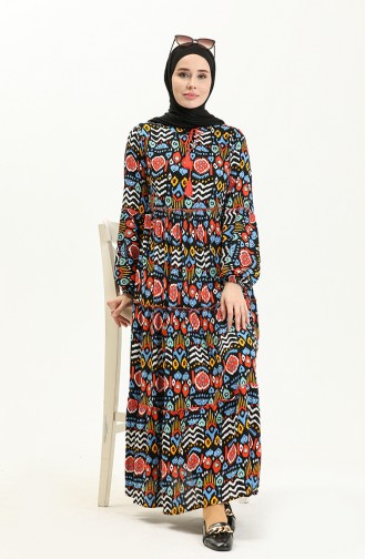 Gemustertes Kleid 24Y8867-01 Schwarz 24Y8867-01