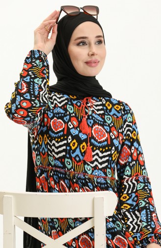 Gemustertes Kleid 24Y8867-01 Schwarz 24Y8867-01