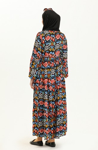 Gemustertes Kleid 24Y8867-01 Schwarz 24Y8867-01