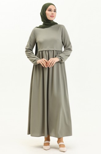 Kleid mit gefältelte Taille 1080-05 Grünfarben 1080-05