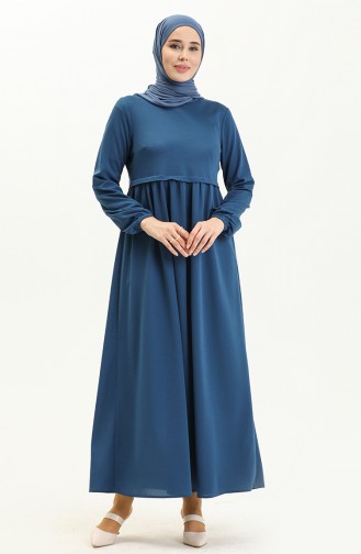 Kleid mit gefältelte Taille 1080-04 Indigo 1080-04
