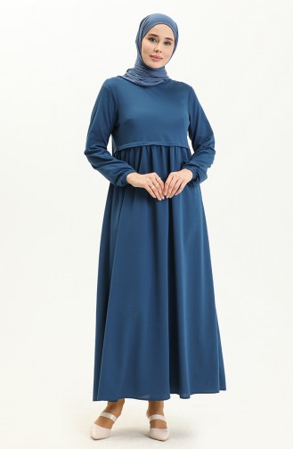 Kleid mit gefältelte Taille 1080-04 Indigo 1080-04