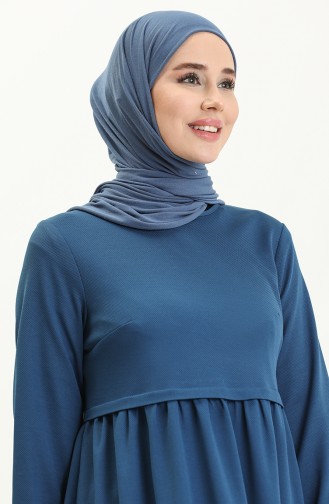 Kleid mit gefältelte Taille 1080-04 Indigo 1080-04