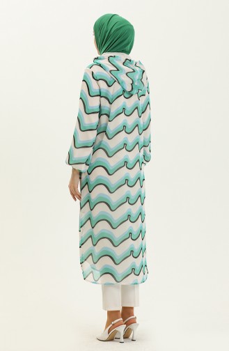 Hooded Chiffon Cape 24Y8861-03 Ecru Green 24Y8861-03