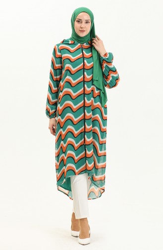 Hooded Chiffon Cape 24Y8861-04 Green Orange 24Y8861-04