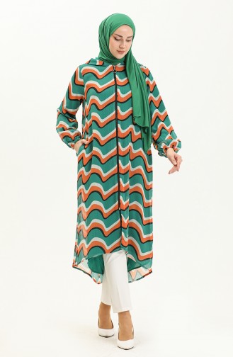 Hooded Chiffon Cape 24Y8861-04 Green Orange 24Y8861-04