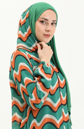 Hooded Chiffon Cape 24Y8861-04 Green Orange 24Y8861-04