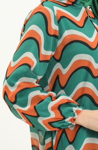 Hooded Chiffon Cape 24Y8861-04 Green Orange 24Y8861-04