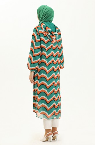 Hooded Chiffon Cape 24Y8861-04 Green Orange 24Y8861-04