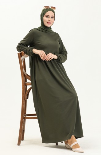 Ruffled Waist Dress 1080-07 Khaki Green 1080-07