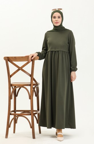 فستان مطوي 1080-07 أخضر عسكري 1080-07
