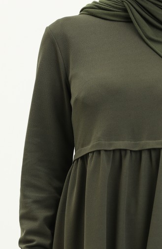 Ruffled Waist Dress 1080-07 Khaki Green 1080-07