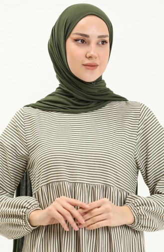 Gestreiftes Kleid 24Y8870A-01 Khaki 24Y8870A-01