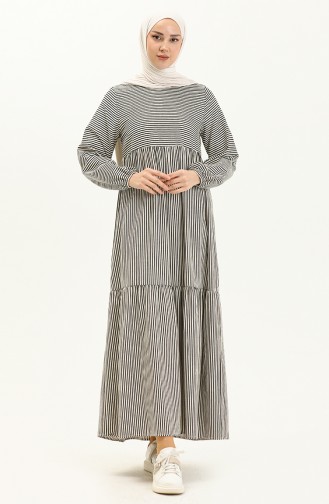 Gestreiftes Kleid 24Y8870A-02 Schwarz 24Y8870A-02