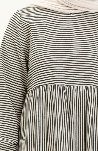 Gestreiftes Kleid 24Y8870A-02 Schwarz 24Y8870A-02