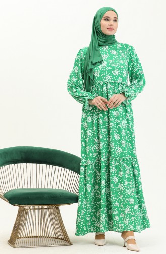 فستان طويل منقوش 24Y8909-01 أخضر 24Y8909-01