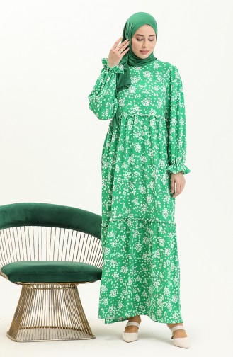 Crepe Floral Dress 24Y8909-01 Green 24Y8909-01