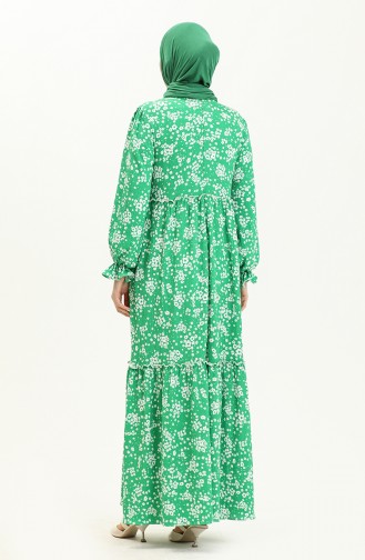 Crepe Floral Dress 24Y8909-01 Green 24Y8909-01