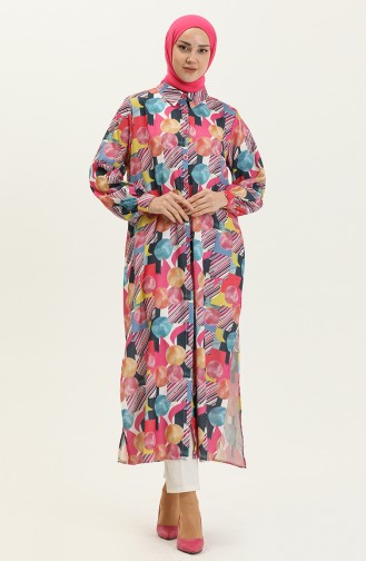 Digital bedruckte lange Tunika 24Y8938C-01 Fuchsia 24Y8938C-01