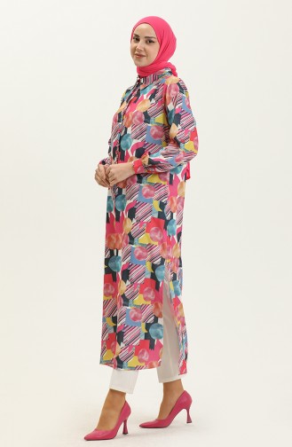 Digital bedruckte lange Tunika 24Y8938C-01 Fuchsia 24Y8938C-01