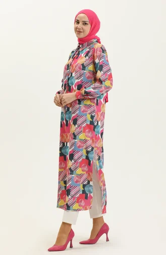 Digital bedruckte lange Tunika 24Y8938C-01 Fuchsia 24Y8938C-01